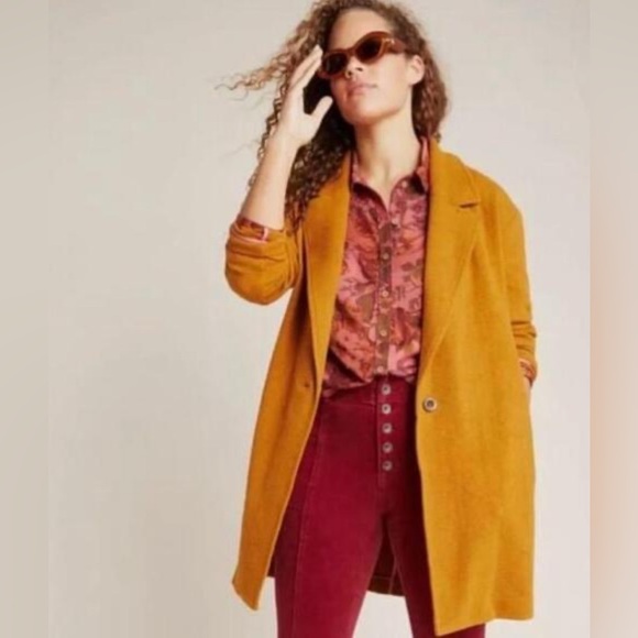 Anthropologie Corinthia Knit Blazer Jacket Mustard Yellow Size Large - Picture 1 of 5